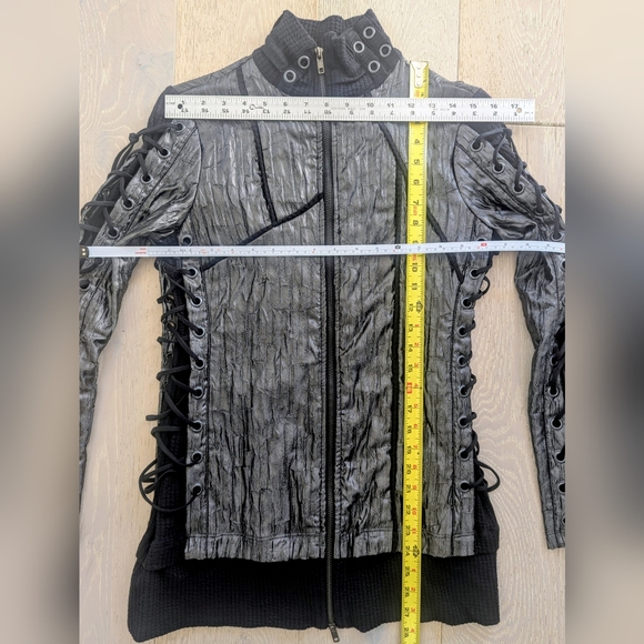 SALVAGE Edgy Metallic Lace Up Jacket; Size M - Picture 13 of 13